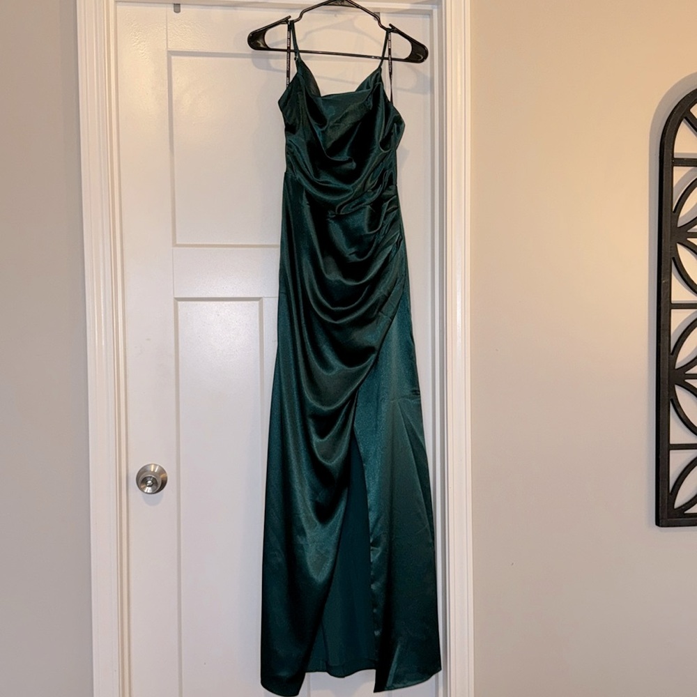 Birdy Grey Green Ruched Gown for Wedding